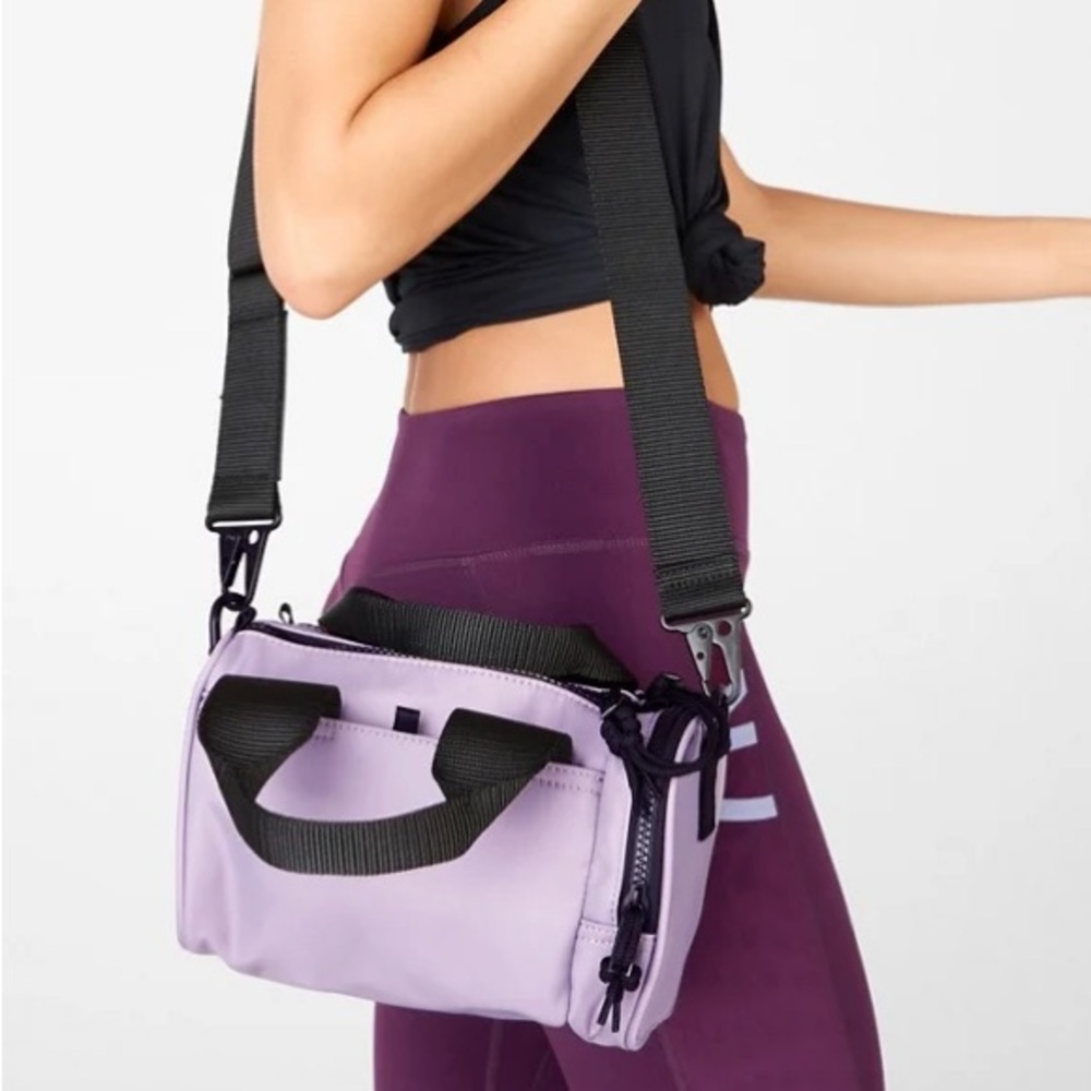 Fabletics Purple and Black Tote Bag Minimalist Design